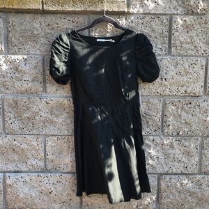 Black Satin Polka Puff Sleeve Dress - BRAND NEW